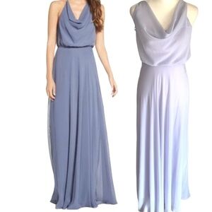 Nouvelle Amsale Purple Cowl Halter Neck Maxi Dress